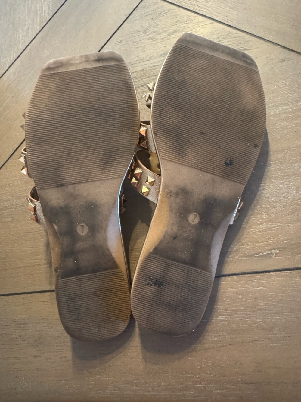 Cape Robbin Metallic Gold Stud Slide Sandals - Picture 9 of 13
